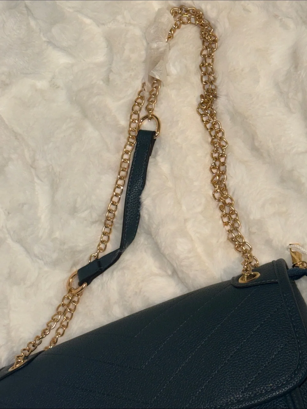 Chevron quilted navy/peacock blue crossbody